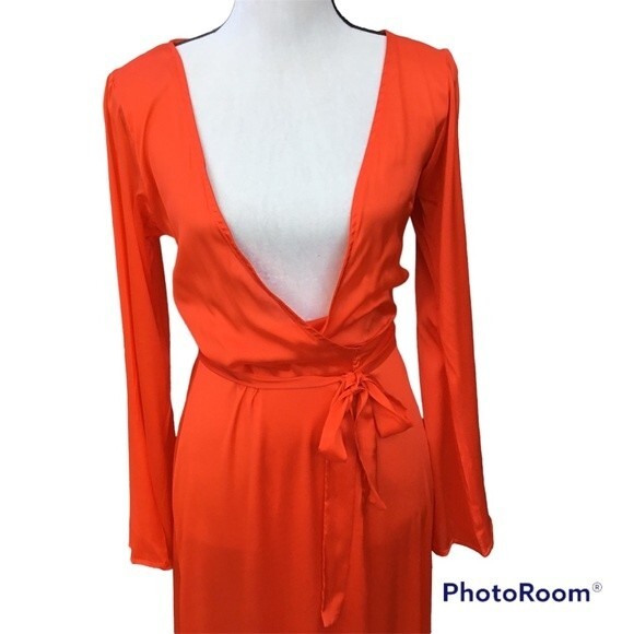 Revolve SOAH Delilah Wrap Maxi Dress Silk Coral Red XS / Small - Picture 6 of 11